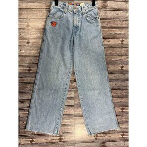 JNCO Girlie Stuff wide leg Jeans Size 3 Waist 26"  Embroidered Logos 90's vintag